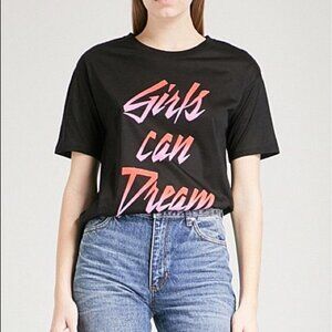 Sandro Girls Can Dream Black Crew Neck Cotton T Shirt Size 1 (S)